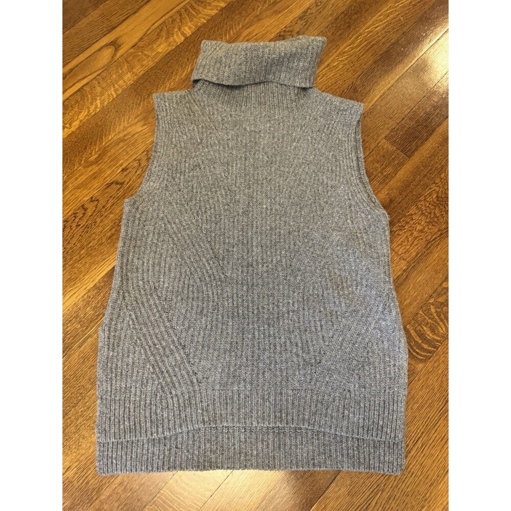 Madewell Womens Size XS Gray Ribbed Merino Wool Turtleneck Sleeveless Vest